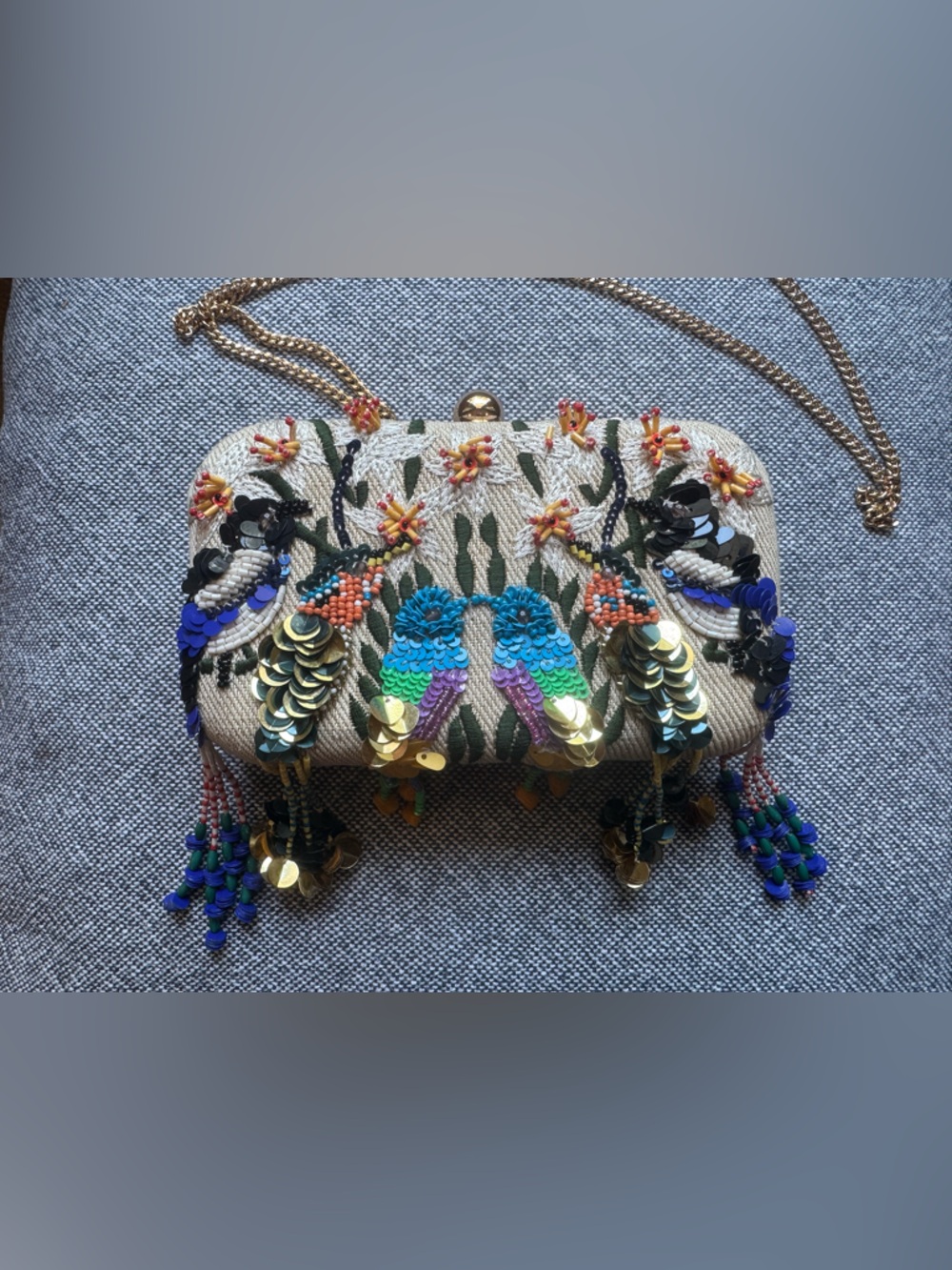 Anthropologie Beaded Bird Clutch - Picture 4 of 6